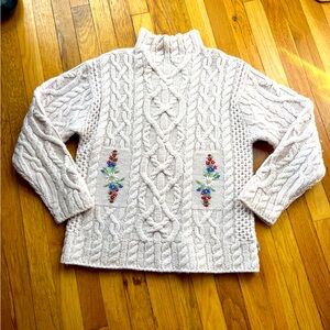 Obermeyer wool floral embroidered turtleneck sweater